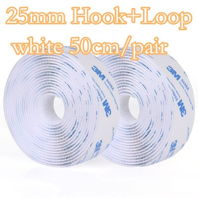 Mocne rzepy zapięcie samoprzylepne taśma haczyk i pętla nylonowa naklejka magiczne rzepy klej z klejem do majsterkowania 16 ~ 110mm 50cm: 25mmwhite 1pair 50cm