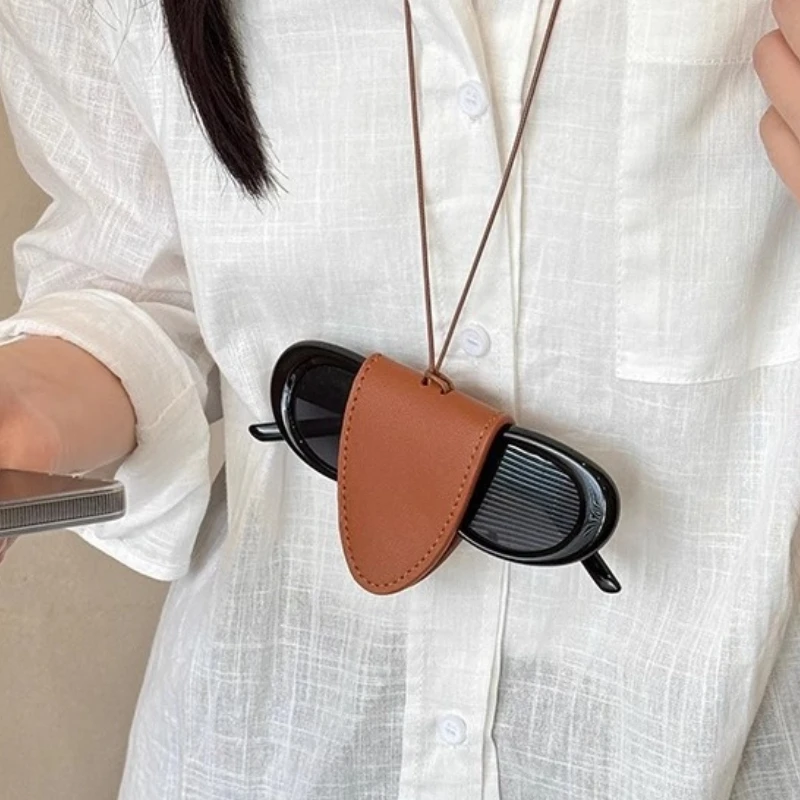 Brillen opbergtas hanger unisex lederen hoes zonnebril sleutelhoes doos ketting lezen draagbare kleurrijke tas ketting