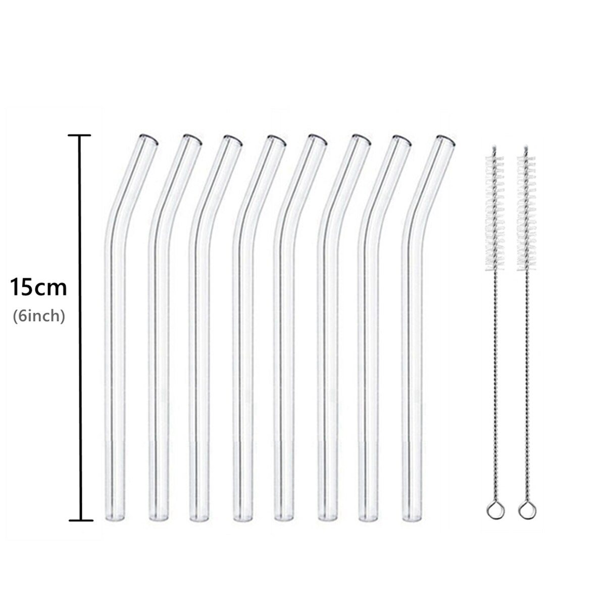8 stk 15cm korte glas sugerør miljøvenlige genanvendelige sugerør 6 tommer mini cocktail sugerør til bar drinkware øl milkshakes: 8 stk 15cm bøjet