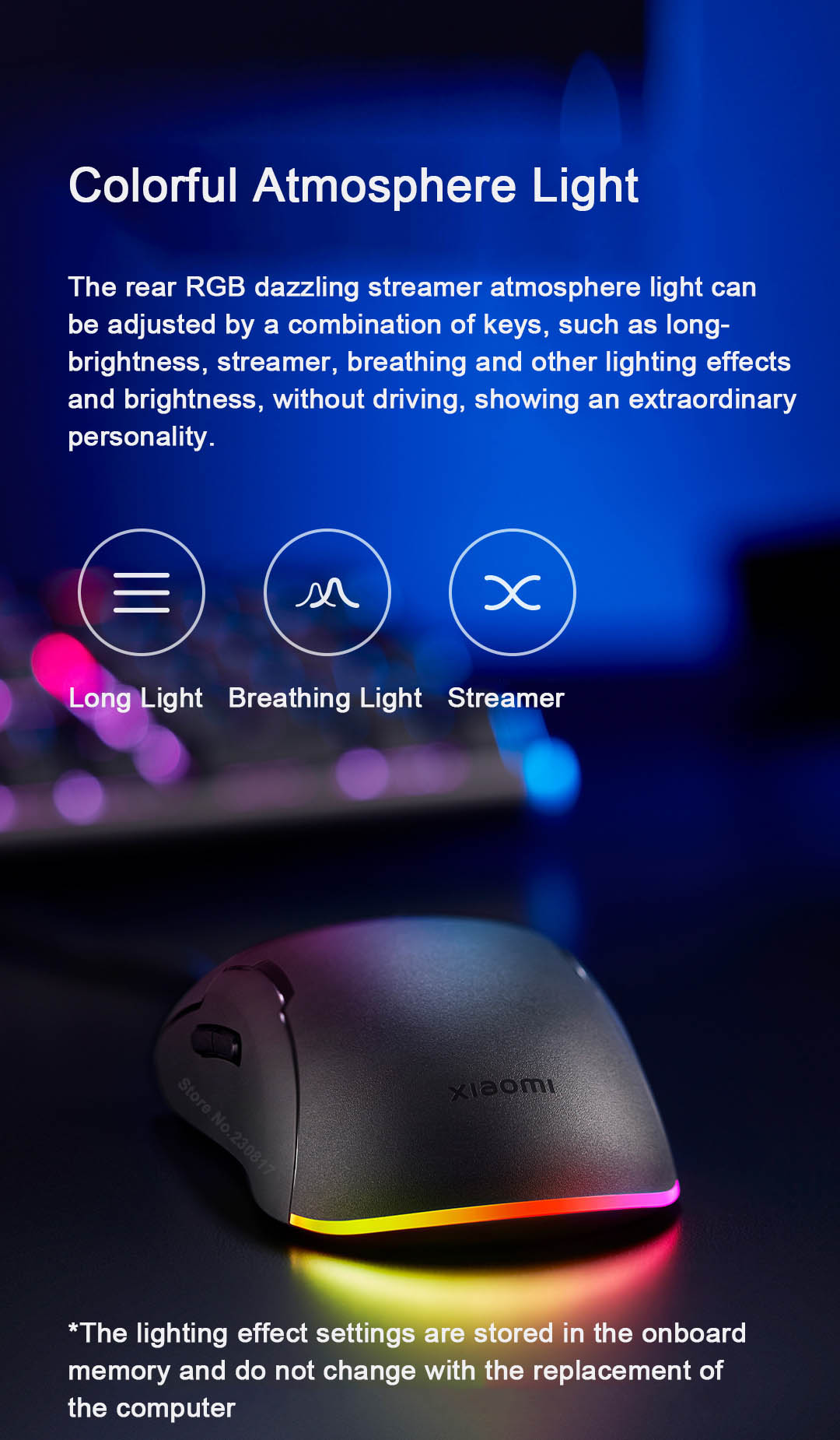 Xiaomi Game Mouse Lite with Rgb Light 220 ips 400 to 6200 dpi Five Gears Adjusted 80 Million Hits TTC Micro Move Gaming Mouse