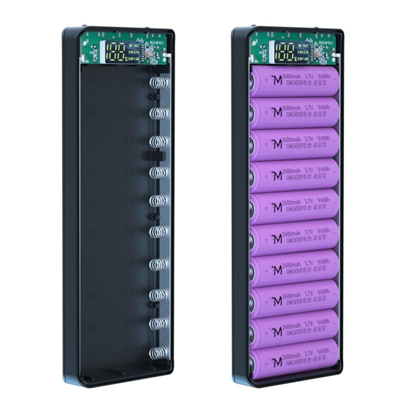 Pd Diy Power Bank Case 10*18650 Battery Charger Box Qc Quick 18650 Batterij Houder Dual Usb Mobiele Telefoon lader Shell Geen Batterij