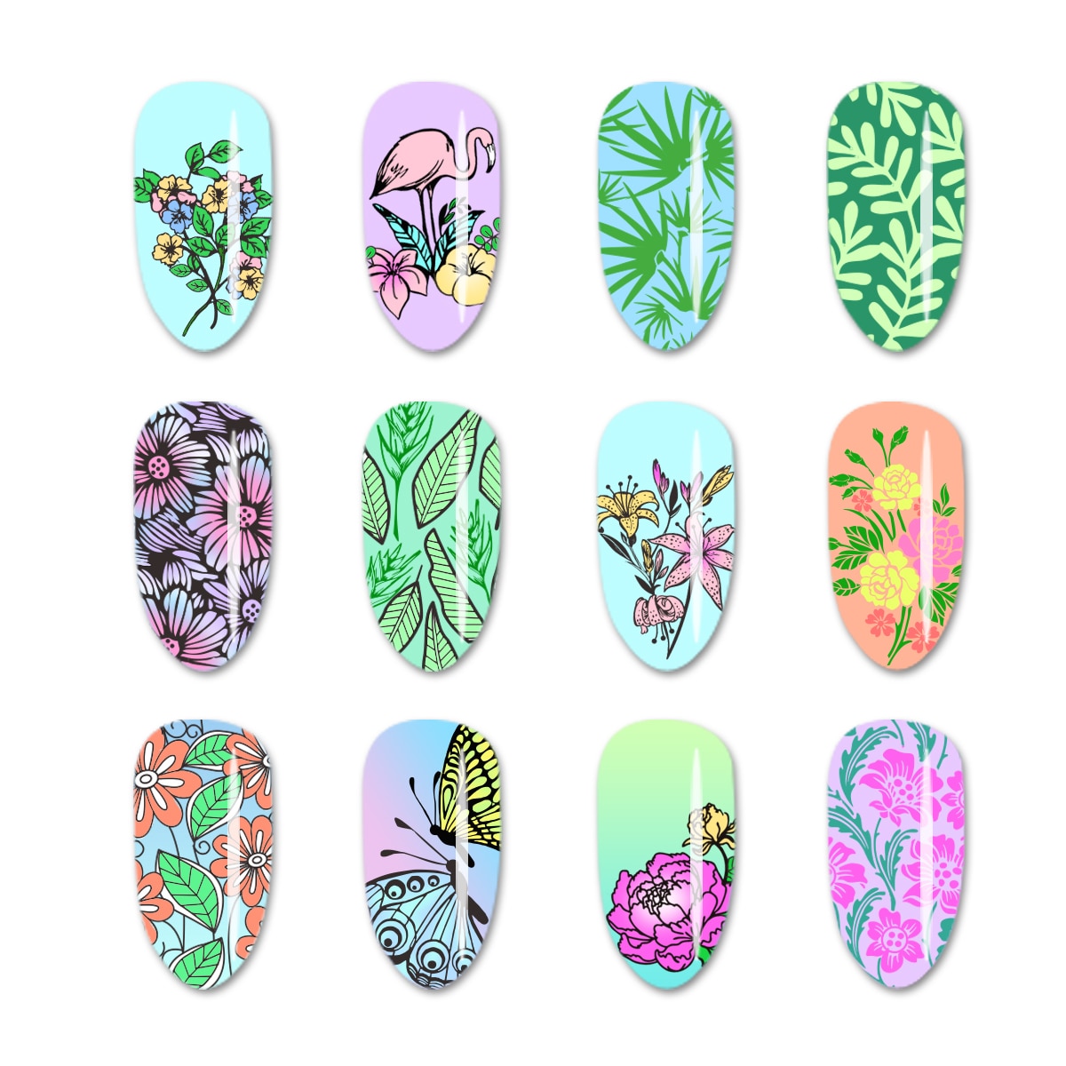 Acier inoxydable Nail Art estampage plaques papillon laisser fleurs plantes impression Image pochoir ongles estampage modèle ongles moule
