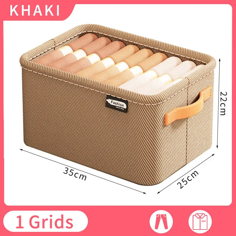 Clothing Pants Storage Box Wardrobe Clothes Storage Organizer Foldable Large Capacity Closet Organizer Drawer Storage Organizers: Light Grey