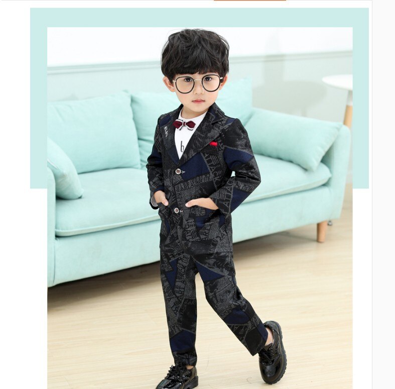 Little Boys Suits 3 Pcs Children's Formal Suit Coat + Pants + Shirt Baby Kids Casual Dress Clothes P169