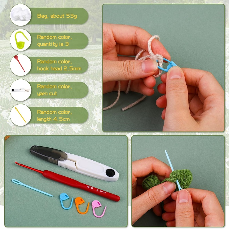 Buddur pendurado vasos de plantas crochê tricô kit com fio de algodão instruções para iniciante diy material não-acabado