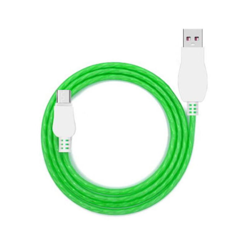 2.4A Gloeiende Kabel Mobiele Telefoon Usb Type C Opladen Kabels Led Licht Voor Xiaomi Redmi 9T Note 10S 9S 8T 10 9 8 7 Pro Draad Koord: Green