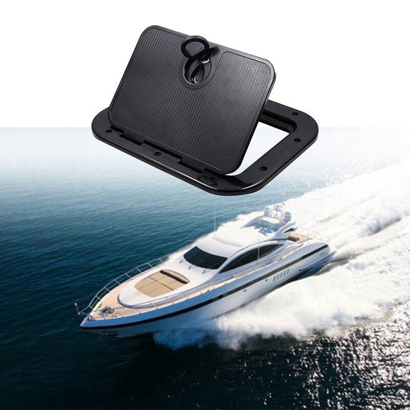 Marine dækplade adgang dæksel trække inspektionsluge ud med lås til båd kajak kano , 14.96 x 11.02 tommer  / 380 x 280mm - sort