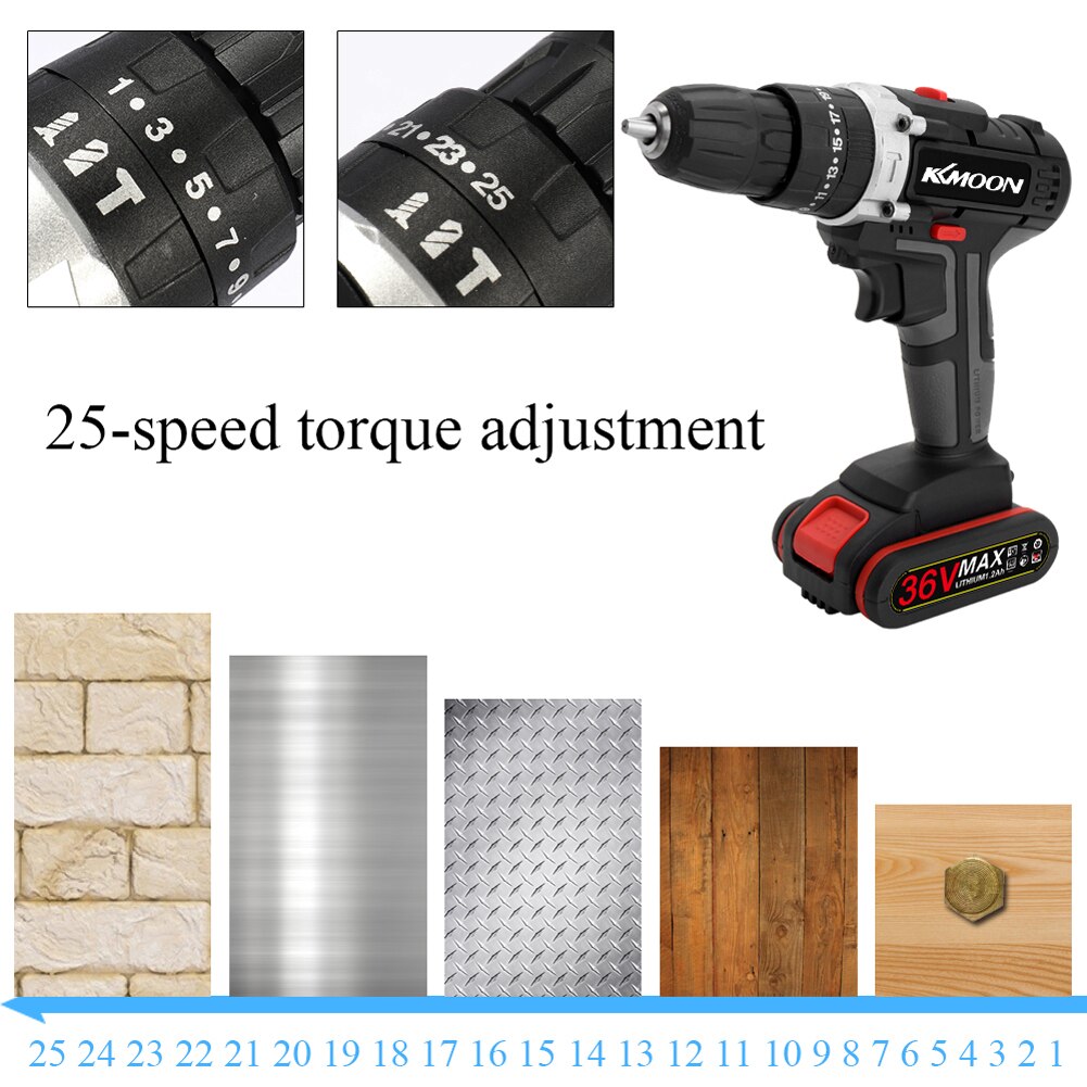 36V Impact Elektrische Boor Draadloze Elektrische Schroevendraaier Oplaadbare Lithium Batterij Mini Elektrische Boor Thuis Diy Power Tools Eu