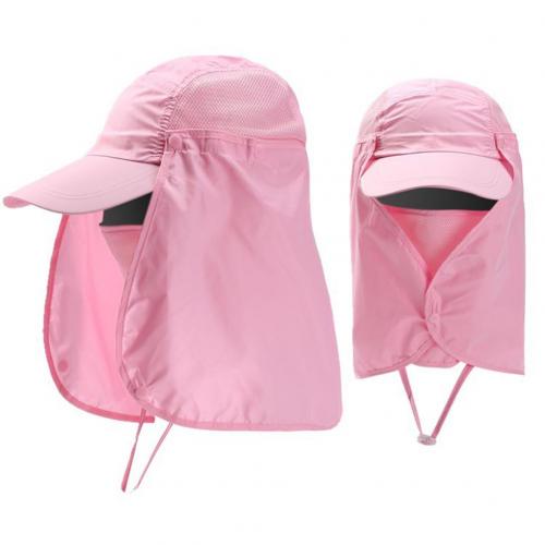 Unisex Waterdicht Uv-bescherming Ademend Baseball Hoed Cap Met Gezicht Hals Flap Outdoor Toerisme Fietsen Vissen Zonnehoed: Roze