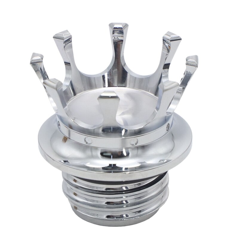 King Crown Style Gas Oil Cap Fuel Tank Cover for Sportster Softail Silver: Default Title
