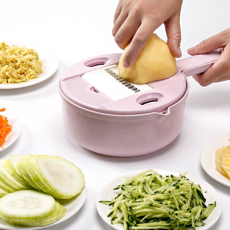 Multi function chopper peeler kitchen manual slicing shredding mashed potato shaving and wiping machine
