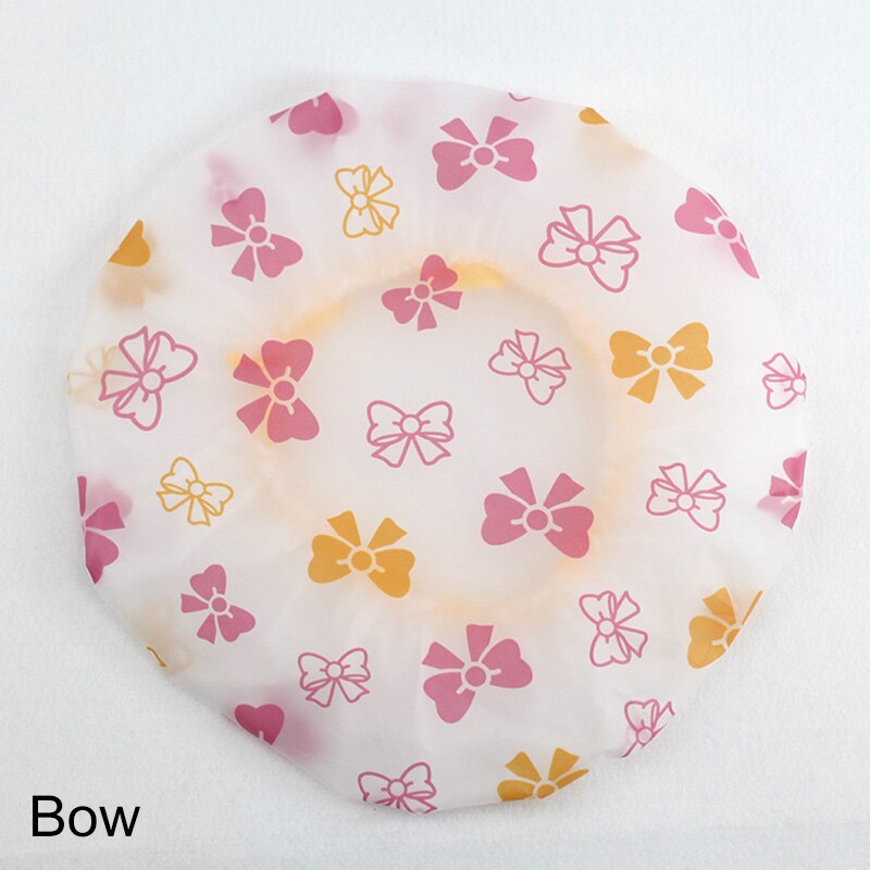 1 stk resuerbar brusebad hat tykkere badehætte vandtæt badeværelse tilbehør sødt mønster elastisk badehætte kvinder leverancer: Sløjfe