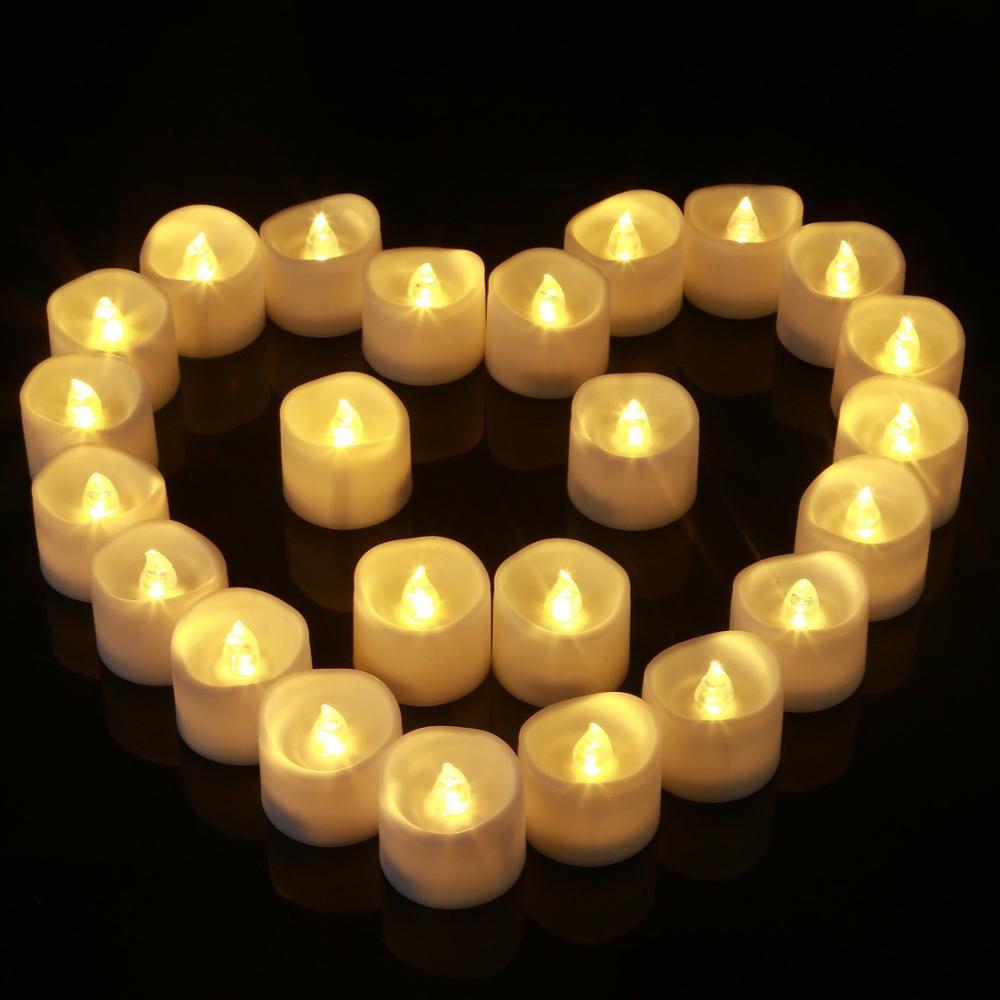 24Pcs LED Tea Light Candles Flameless Smokeless Warm White Pillar Lamp For Wedding Anniversary Birthday Christmas Decor: Normal Warm White