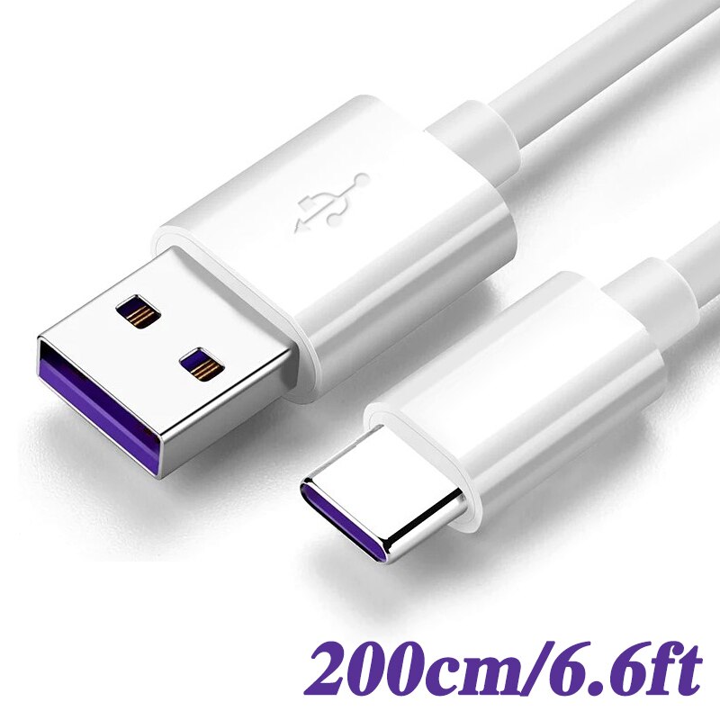 5A Fast charging Cable for vivo NEX/V17/V19 (Indonesia)/S6 5G USB C type-c cable charger: 200CM