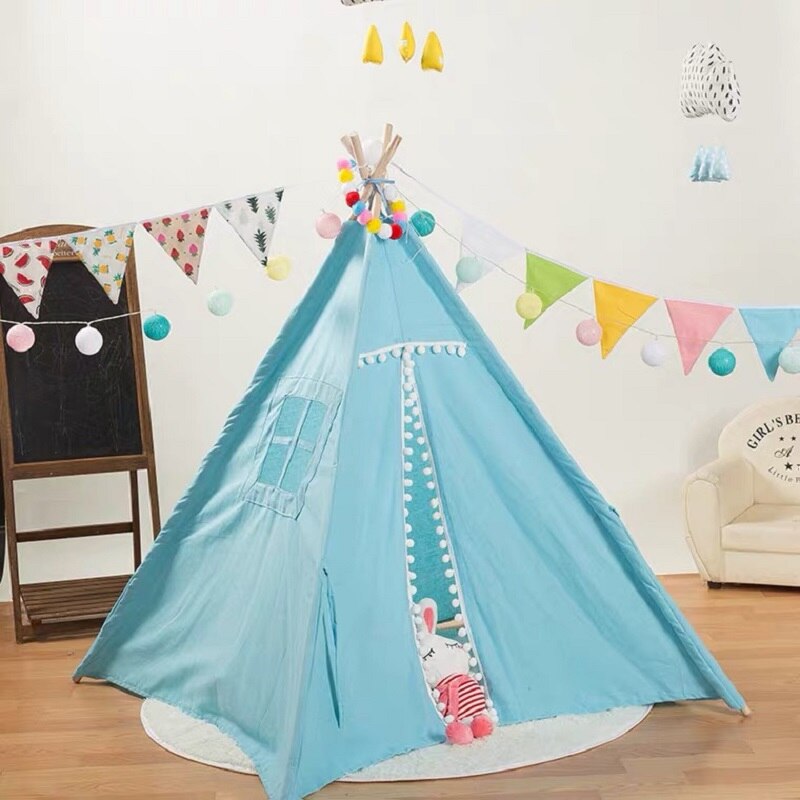 1,6 M Tragbare freundlicher Zelte Tipi Infantil freundlicher Wigwam Dekoration Spiel Haus Picknick Zelt Spielhaus Teppich Matten Spielzeug Burg