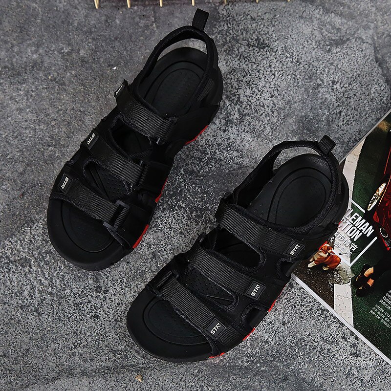 M-anxiu Männer gucken-Zehe Gummi Sohle Kreuz-Band Haken-schleife Sandale Sommer lässig PU gleitschutz draussen Sandale Schuhe