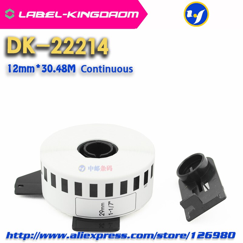 5 påfyllingsruller kompatible dk -22214 etiketter 12mm*30.48m kontinuerlig kompatible til bror etikettskriver hvit farge dk -2214