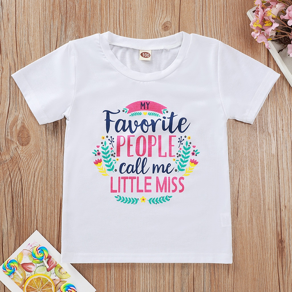 Zomer Baby Meisjes T Shirts Korte Mouwen T-shirts Meisje Top Meisjes Korte Mouw Brief Afdrukken T-shirts Tops Zomer Kleding # P30