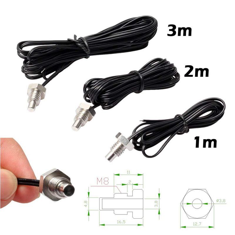 2pcs NTC 10K M8 Thermistor Temperature Sensor with Thread Probe Cable Easy Installation
