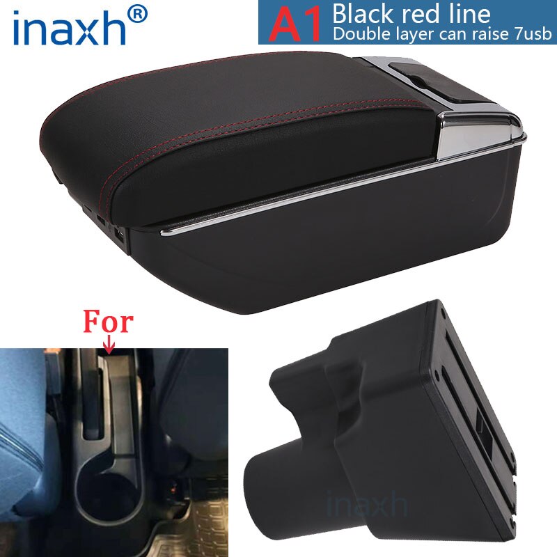 For Kia Picanto Armrest Box Picanto 3X-Line interior Retrofit parts car accessories Storage box car armrest No punching: A1 Black red 7USB