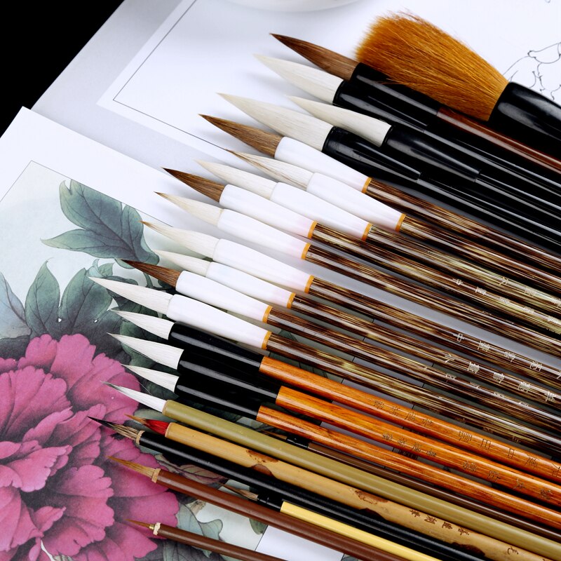 26 pièces pinceau de calligraphie pour peinture chinoise Caligrafia crochet ligne stylo chinois paysage fleurs dessin calligraphie pinceau stylo ensemble