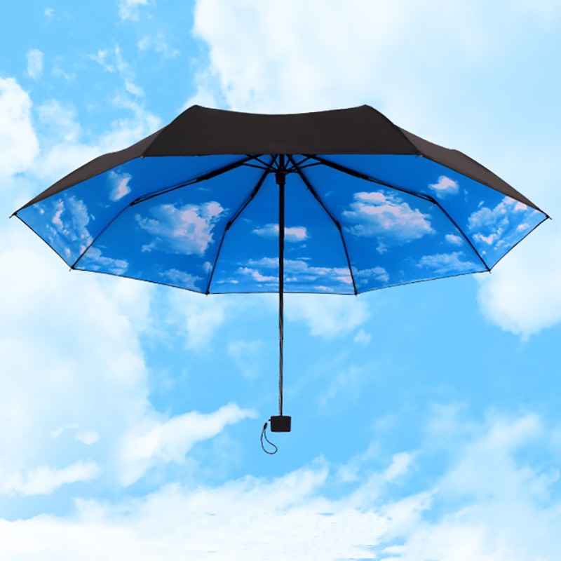 Yada sommer blå himmel hvite skyer mønster sammenleggbar regnfull paraply anti-uv regntett solbeskyttelse parasoll paraplyer kvinne  ys008