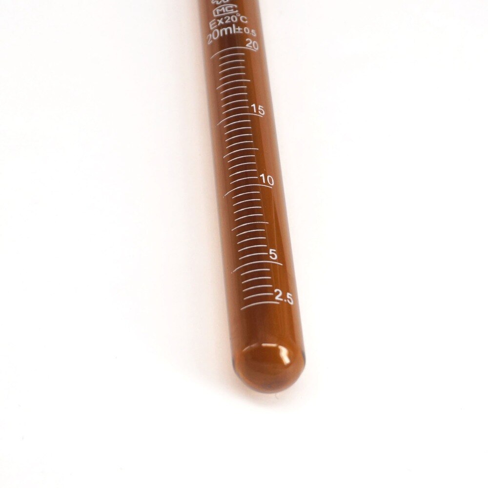 20ml Graduated Line Lab Brown Glass Test Tube Round Bottom with Stopper