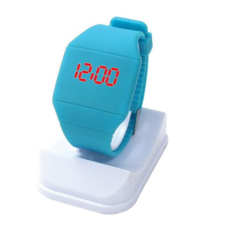 Reloj electrónico con pantalla táctil para niños, reloj de pulsera deportivo resistente al agua con pantalla táctil de gatito, jalea, hello LED, digital, para niños y niñas: Azul cielo