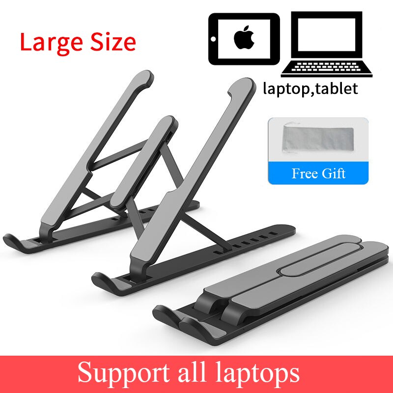 Universal Laptop Stand Adjustable Foldable Desk Rotation Support For MacBook Pro iPad PC Tablet Notebook Desktop Portable Holder: Black Large1