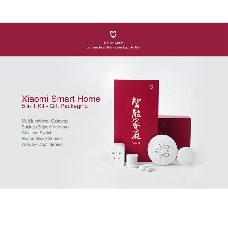 Xiaomi MIJIA 5 in 1 Smart Home Kit Multi-function gateway ZigBee Socket Hub Human Body Window Door Sensor Wireless Switch Mini