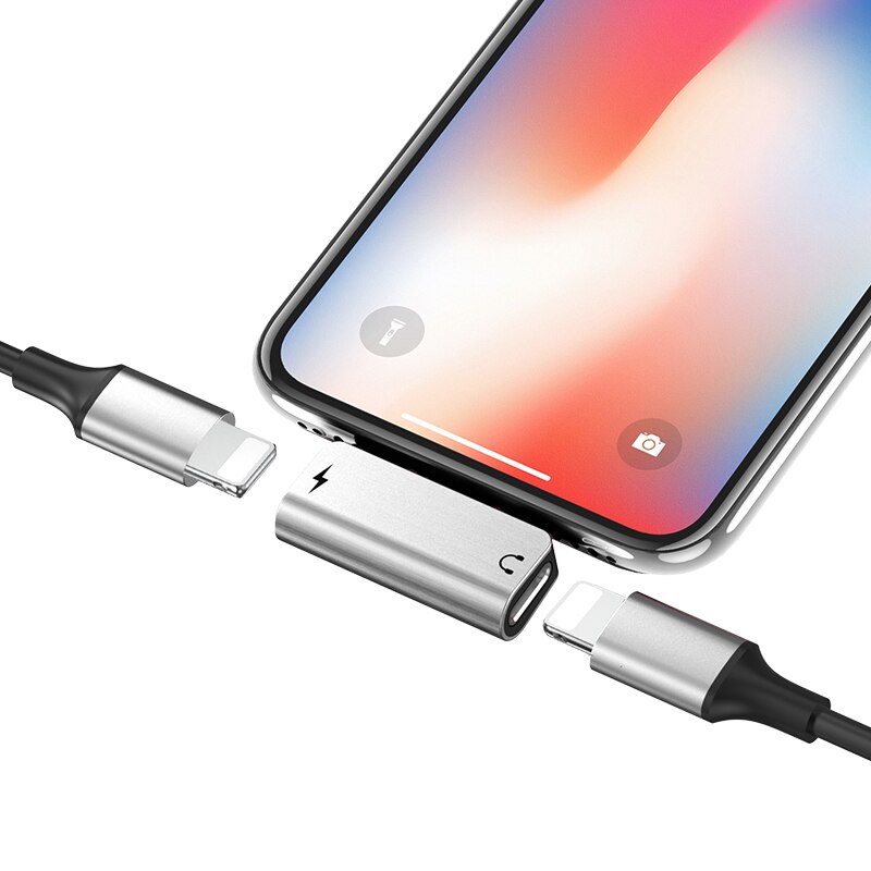 Hoco 2 In 1 Dual Adapter Splitter Audio Hoofdtelefoon Opladen Voor Iphone 12 11Pro Max Xs Max Audio Opladen Converter voor Bliksem