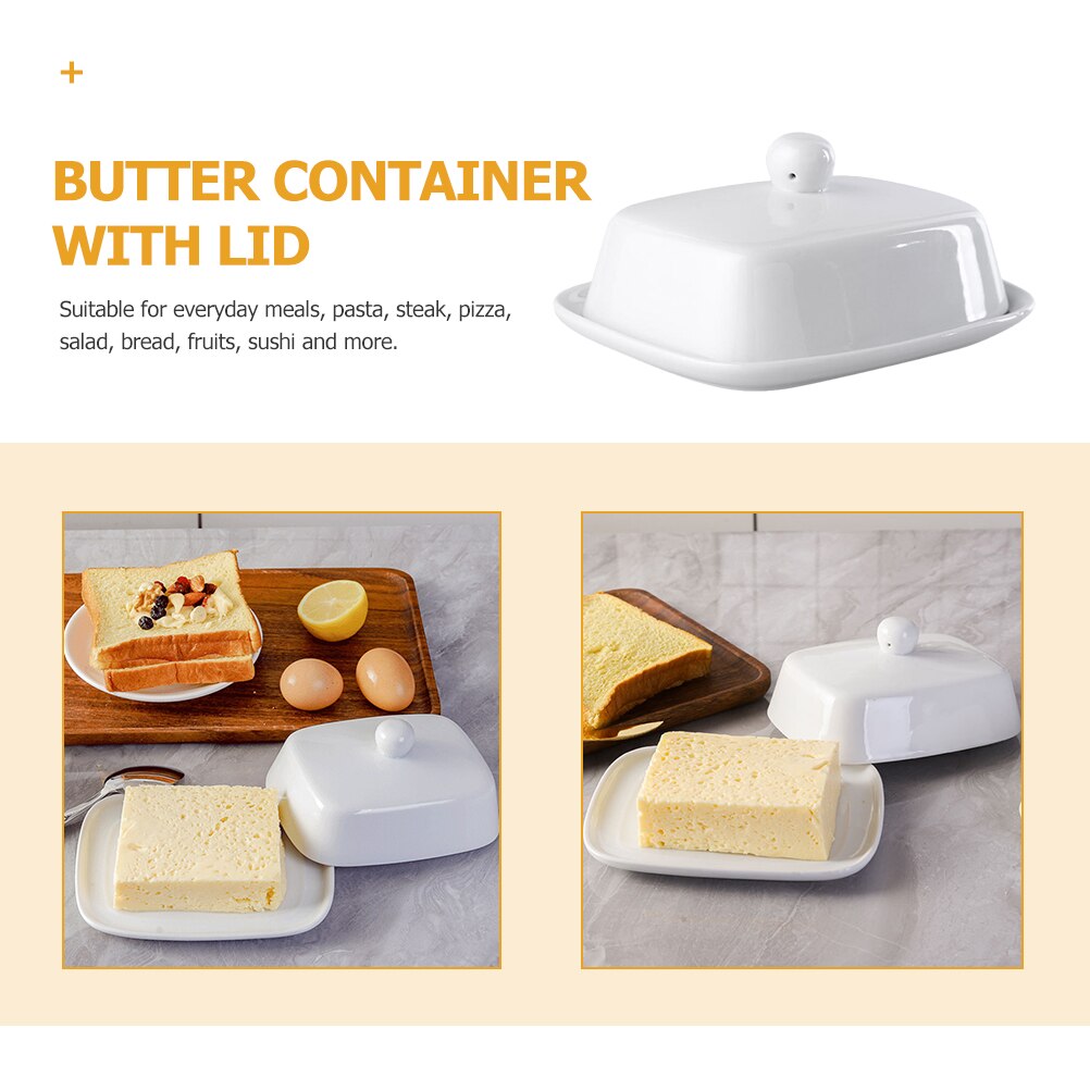 Ceramic Butter Box with Lid Butter Plate with Lid Dessert Tray for Home