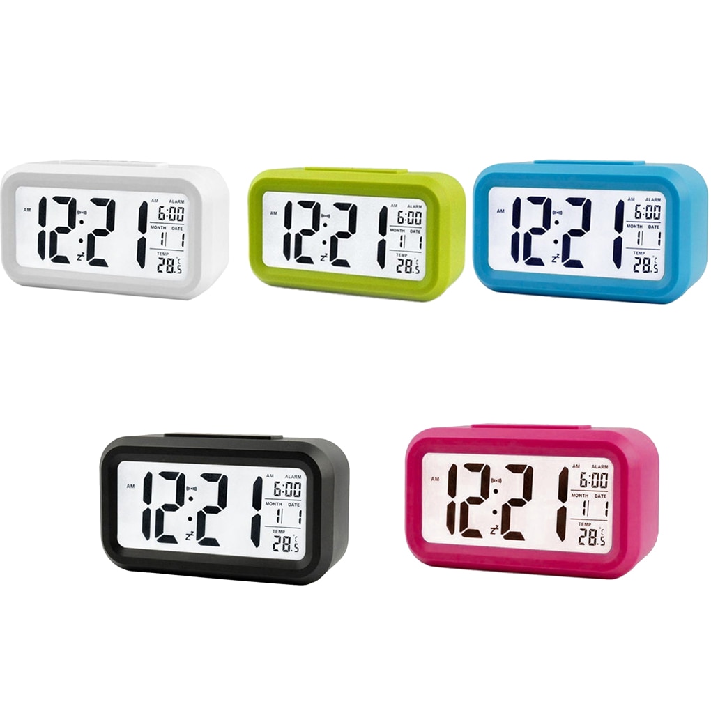 LED Digital Alarm Clock Electric Desktop Table Clock Electronic Smart Alarm Time Calendar Temperature Date Display Desk Watch