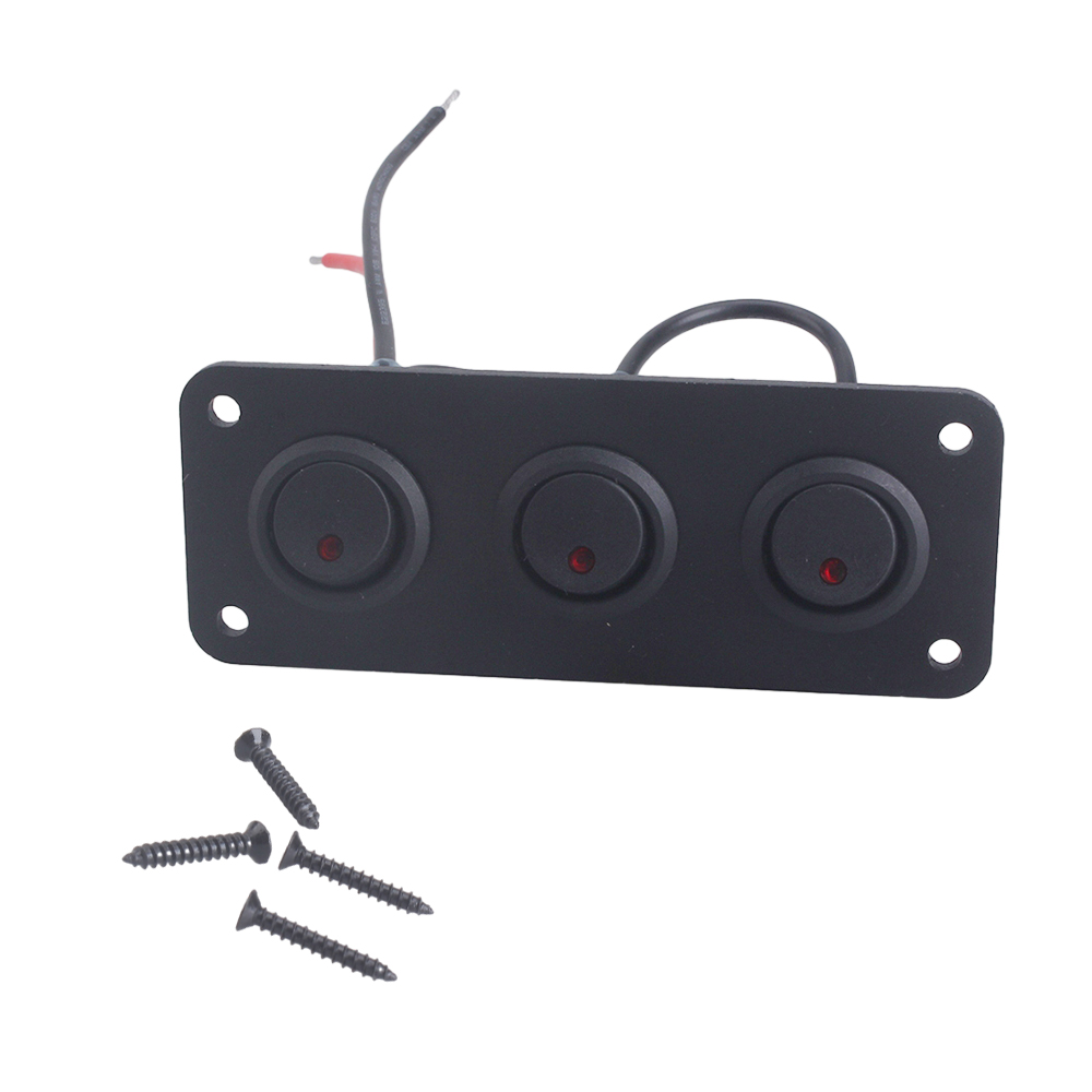 Panel de interruptor de palanca Universal de 12V, 1-5 entradas, USB, para coche, barco, camión, RV marino, accesorios de estilo LED azul, interruptor basculante marino: Oro