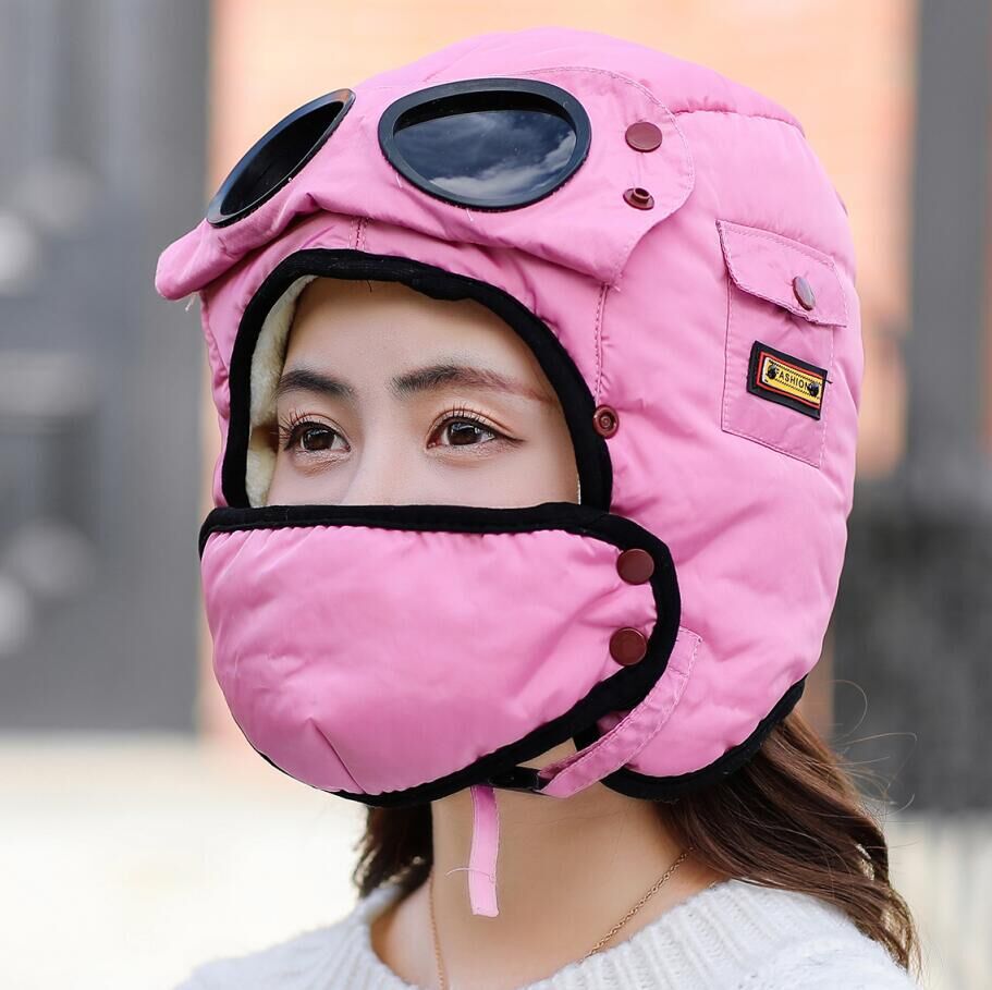 Gorro de aviador con mascarillas para niños y adultos, gorro impermeable de piloto, protección para las orejas, pasamontañas, de invierno,