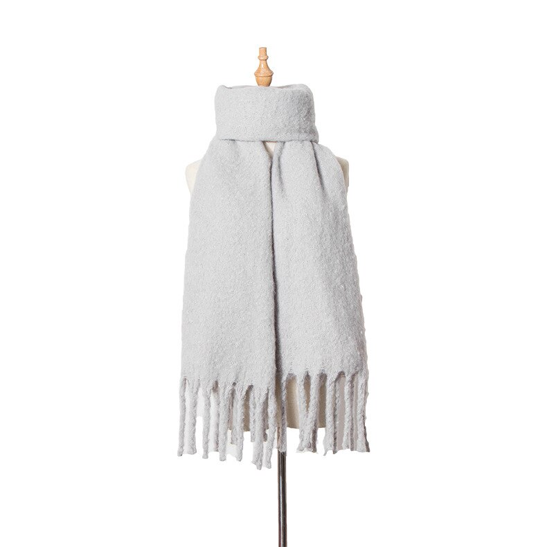 Warme Schals Herbst Und Winter Neue Stil Grob Tassled Kreis Sand Einfarbig Schal Schal von Dicken Schal Schal: hell grau