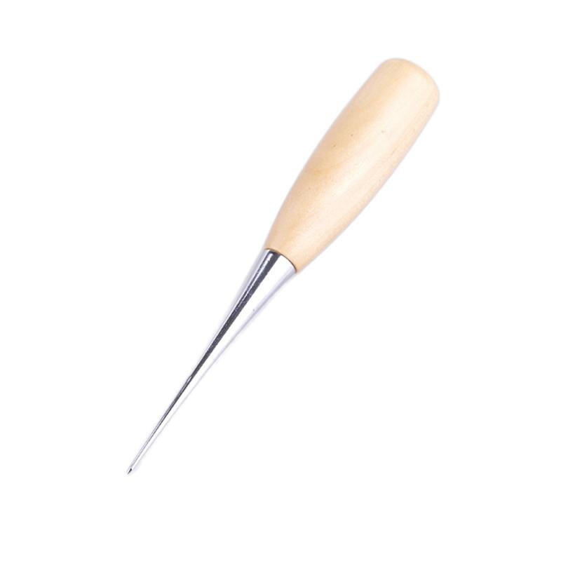 Poinçon en tissu de cuir, outil de couture, poinçonnage de trous, manche en bois, poinçon en acier, couture artisanale, poinçon en cuir, 1 pièce