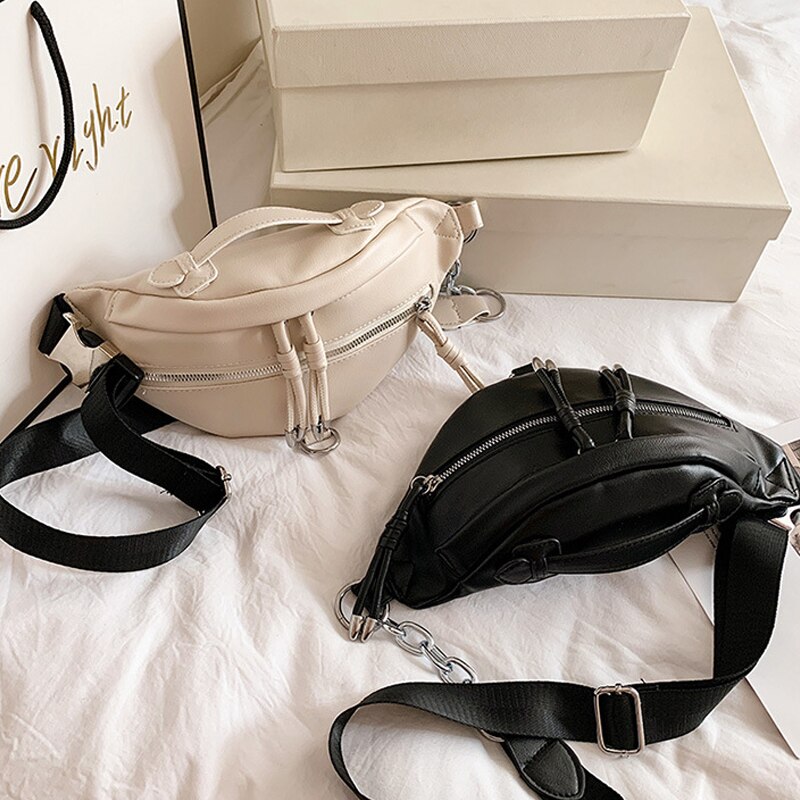 Women Waist Bag PU Leather Women's Handbag Girl Casual Chest Bag Small Lady Travel Shoulder Messenger Bag