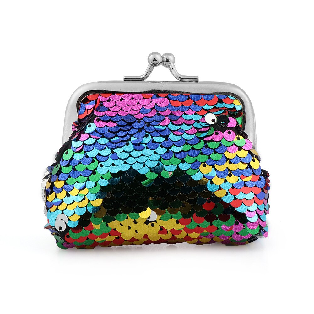 2020 quente nova moda lantejoulas mini carteira bolsa de embreagem portátil feminina lantejoulas moedas bolsas titular do cartão chaves sacos fone ouvido: Multicolor