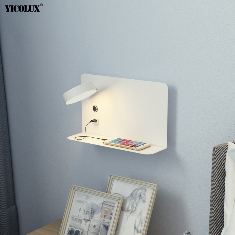 Led væglamper med kontakt og usb interface hvid sort lampe armatur gang gang belysning kunst armatur wandlamp