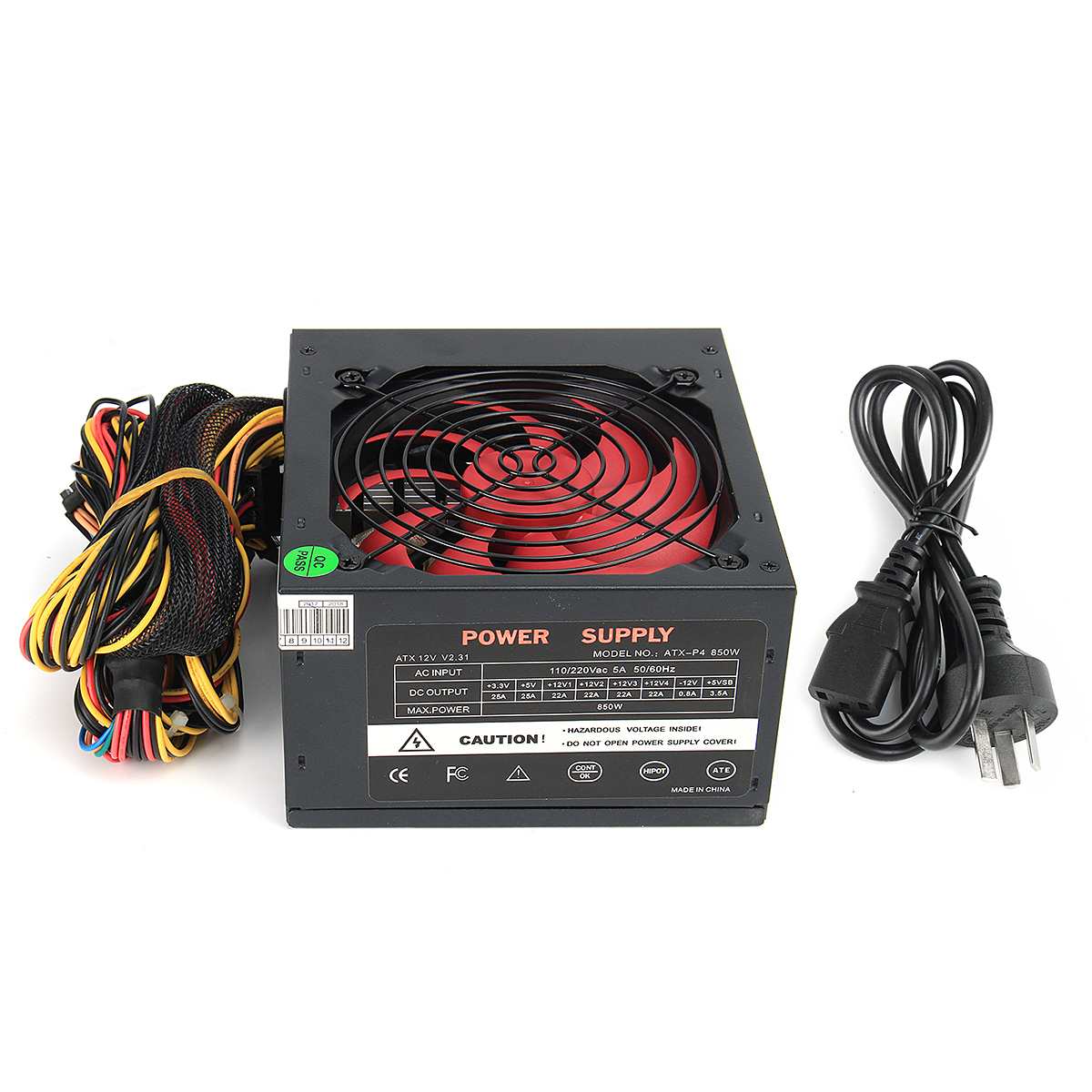 850W Power Supply 110V-230V 120mm LED Fan 24 Pin PCI SATA ATX 12V Active PFC PC Computer Power Supply for Desktop Gaming