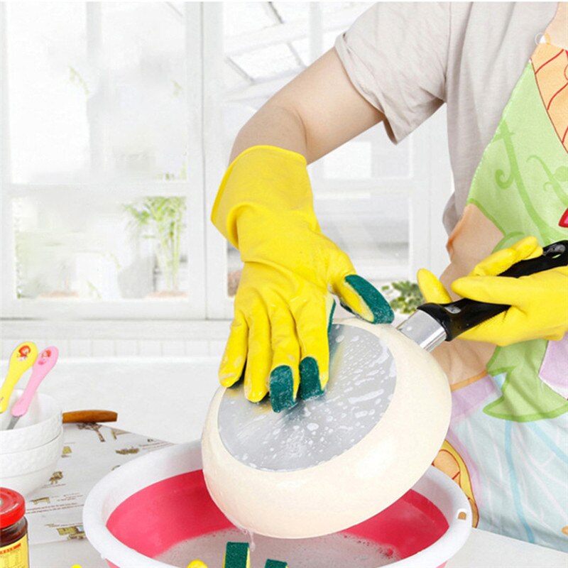 KitchenAce Siliconen Gezinshoofd Schoonmaak Handschoenen Housekeeping Gagets & Tools Schrobben Spons Vinger Washandjes Keuken Gadget