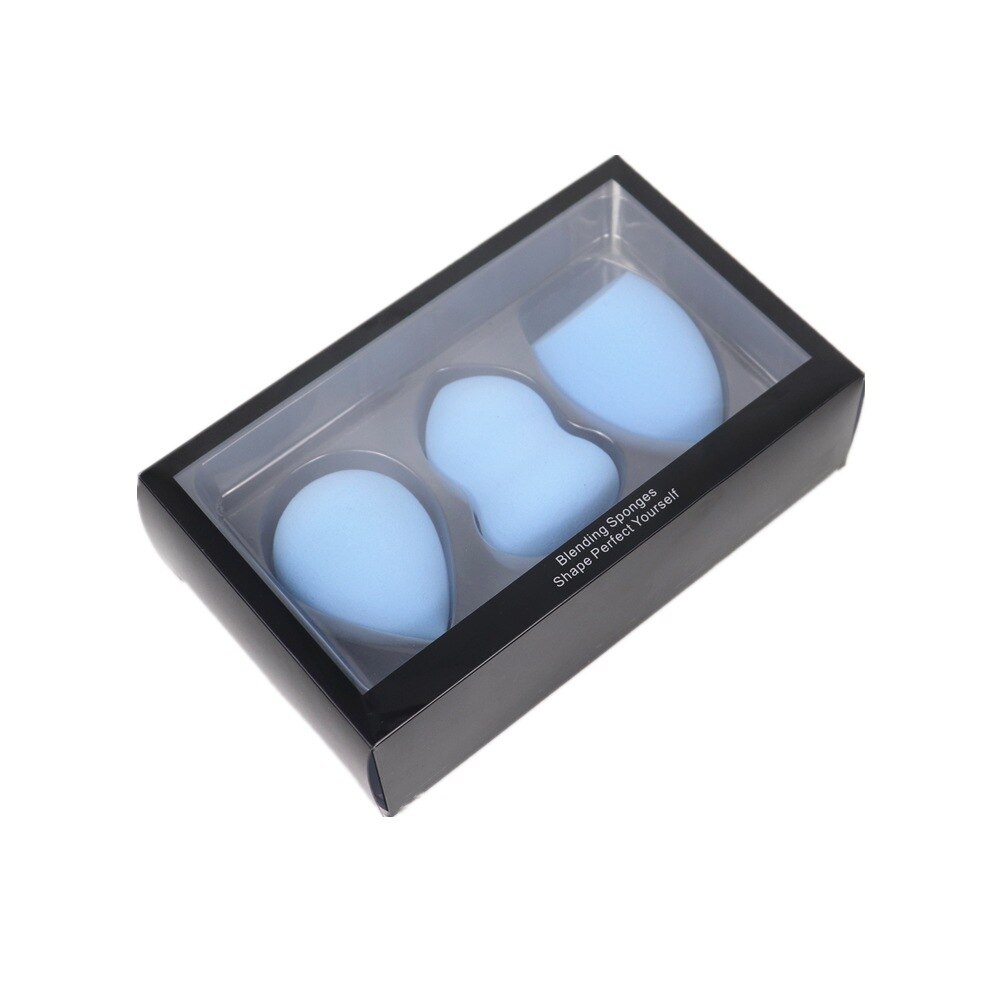 Éponge de maquillage, 3 pièces/boîte grande taille, gourde goutte d'eau, pour mélange de cosmétiques: Ciel Bleu