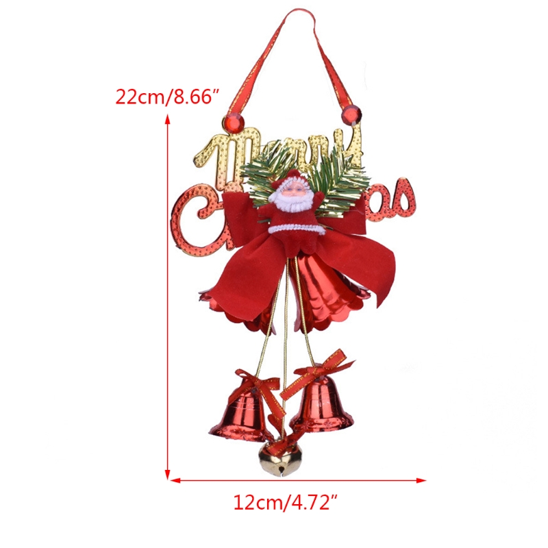 Colgador de puerta de cascabel con lazo para Navidad, adorno para puerta, decoración para árbol de vacaciones
