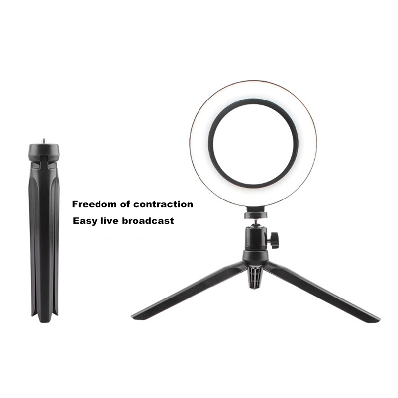 LED Fill Light Bracket, Portable 16cm Ring Light Two-Position Machine Selfie Tripod Video Live Fill Light Bracket