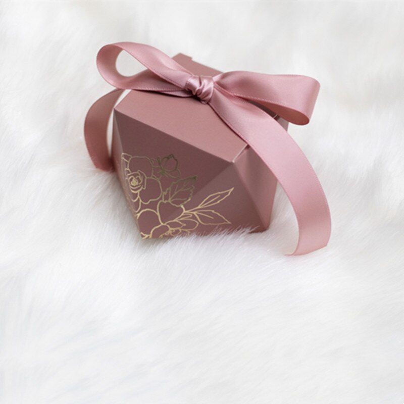 Box Diamond Blue Paper Candy Box Wedding Favors for Guests Chocolate Packaging Box Baby Shower Birthday Party Decoration