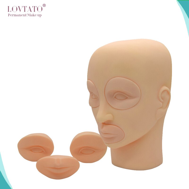 Oefenen het menselijk hoofd model 3D praktijk huid Mannequin Hoofd Met Inserts Cosmetische Ogen en Lip Microblading accessoires