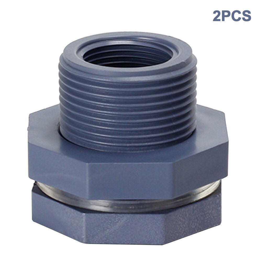 2pcs Home 3/4 Inch Water Tank Connector For Aquariums Hose Seal Female Thread Bulkhead Fitting Rain Barrel Soild PVC Plastic