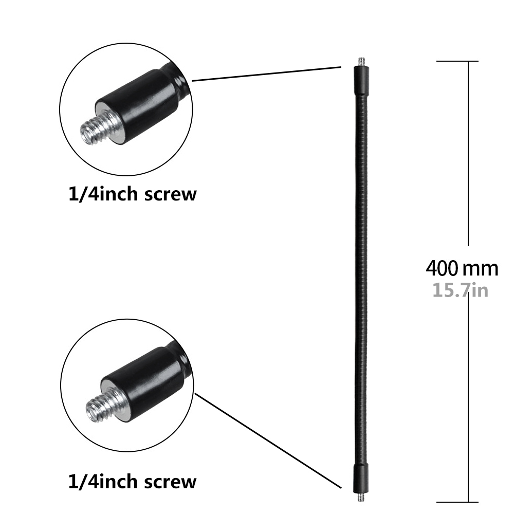 Supports de bâton de Selfie monopode à tige en métal Flexible avec vis de 1/4 pouces/bras d'extension de tête sphérique pour trépied d'appareil photo téléphone portable: GRIS FONCÉ