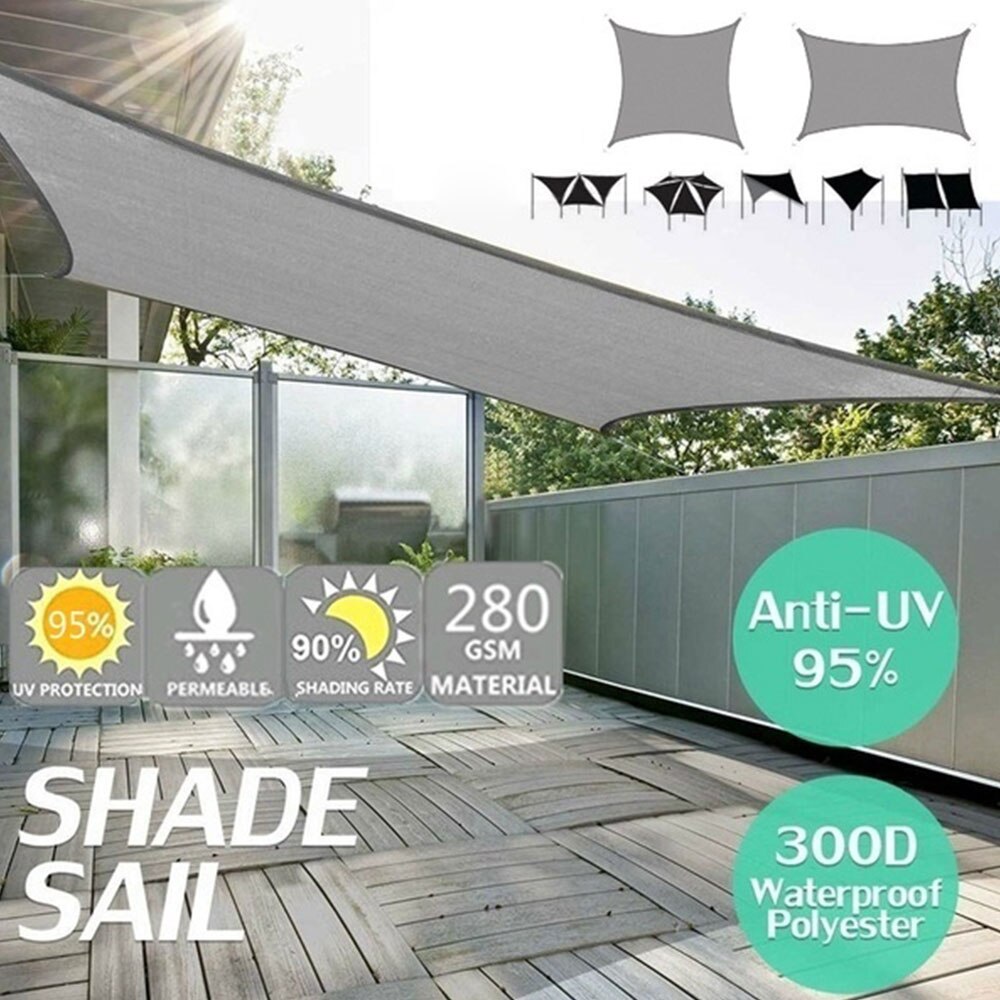 Sunshade Sail Square Waterproof Camp Travel Shade Canopy Tent Portable Polyester Sun Shelter For Outdoor Garden Beach Patio Pool